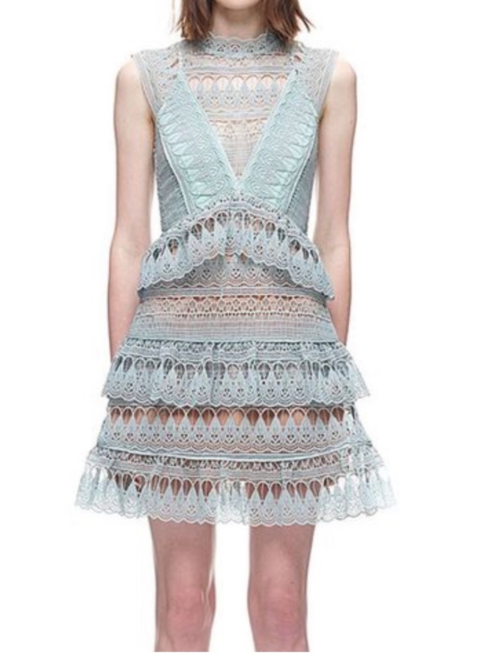 Self Portrait Teardrop Guipure Paneled Mini Dress Size 6